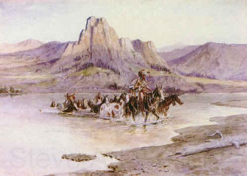 Charles M Russell Return of the Horse Thieves Spain oil painting art